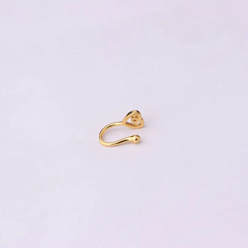 Brass-set Zircon Non-porous Piercing Clip Nose Ring