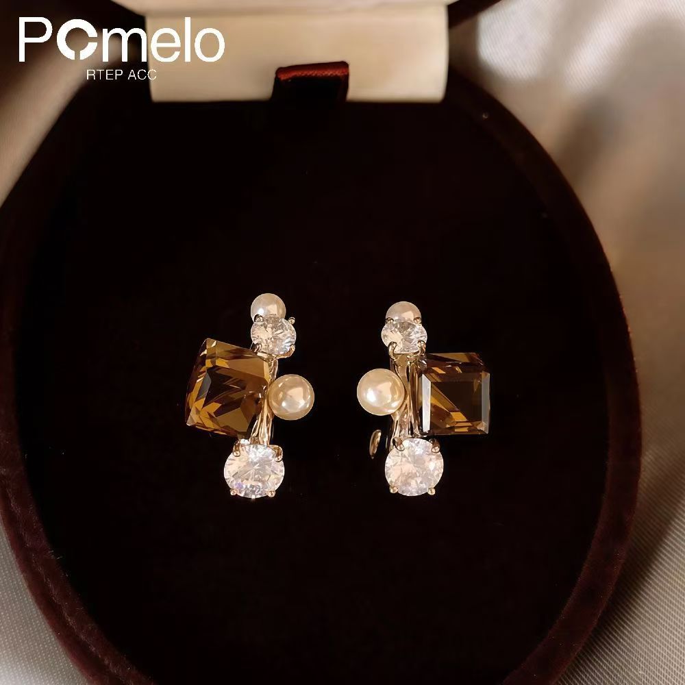 Autumn Winter Maillard Style Ear Jewelry, Coffee Curved Light Luxury Elegant Niche Gentle Stud Earrings For Women
