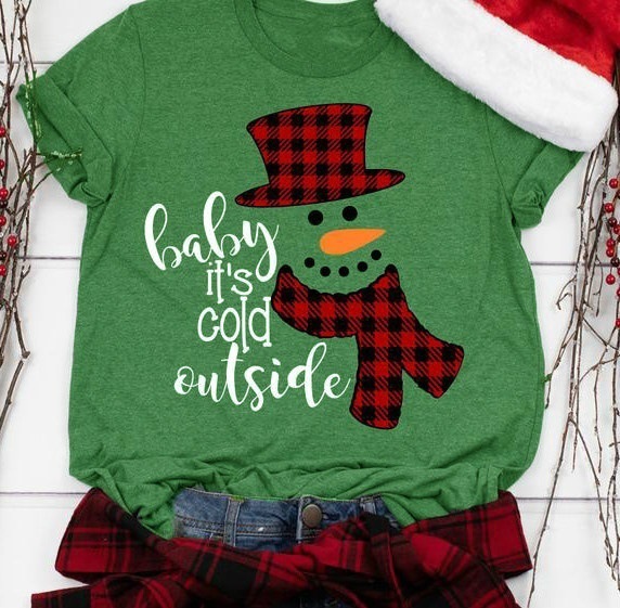 Title 6, Santa Snowman Print Short Sleeve T-shirt