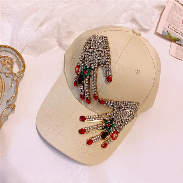 Gorgeous Ring Rhinestone Women's Fashion Hat Beige - Shop at LoveMi