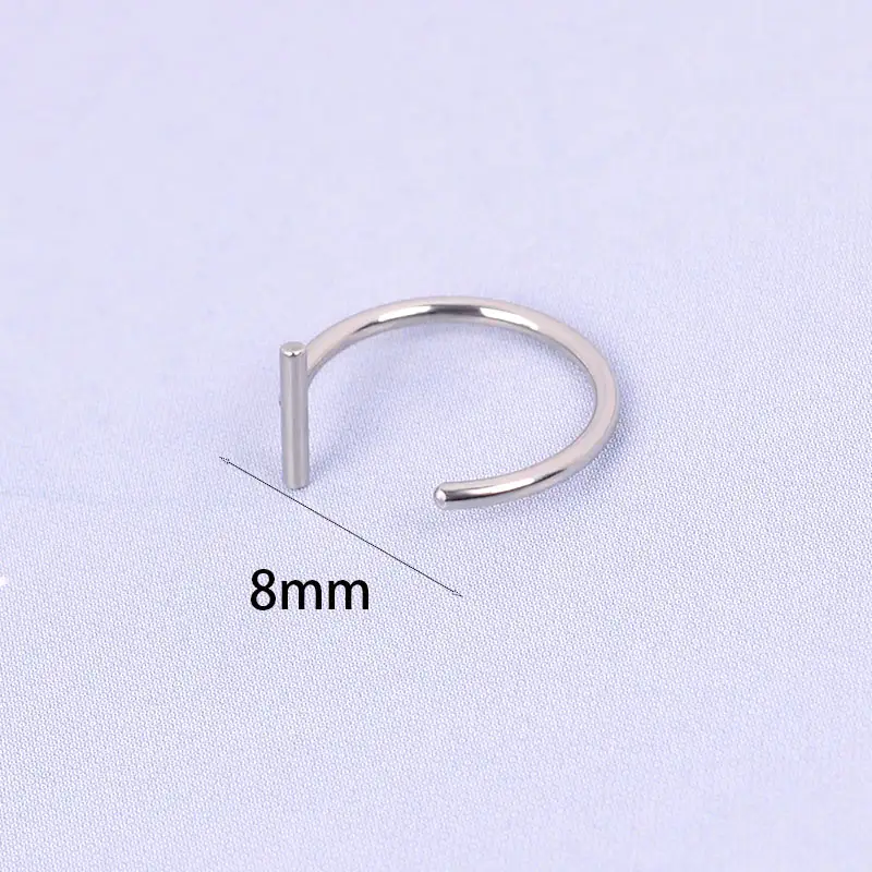 Punk 8 10mm Titanium Steel Lip Rings Cuff Clip On