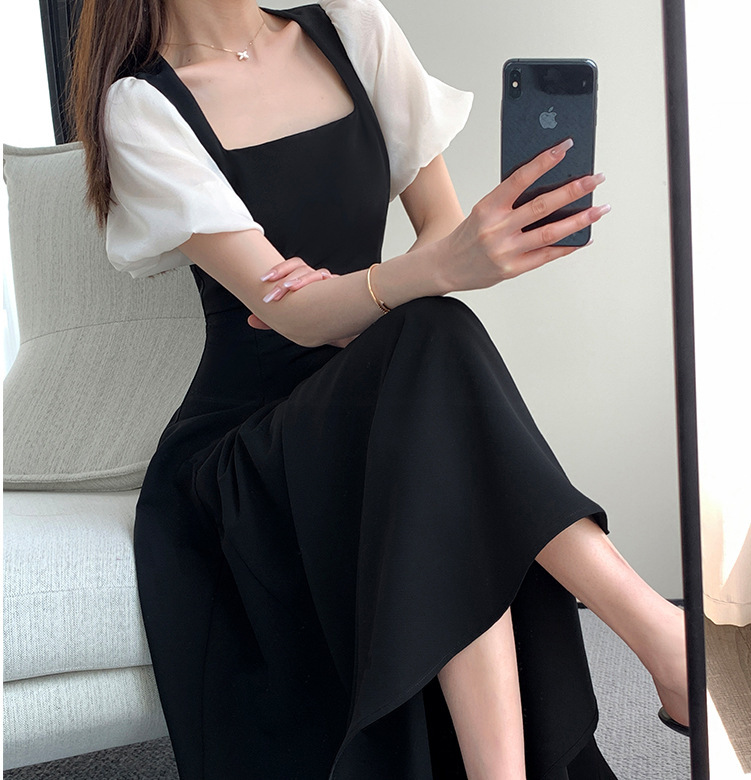 French Vintage Hepburn Square Neck Dress