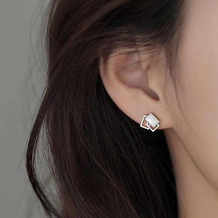 2026 New Geometric Sterling Silver Stud Earrings For Women, Light Luxury Niche High-Grade Minimalist Daily Wear Jewelry