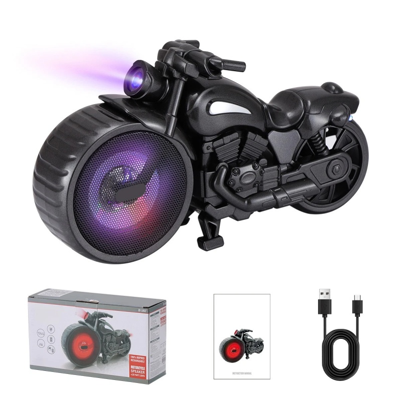 Retro Design Portable Bluetooth Speaker Motorcycle Replica TF Card LED FM Radio 9