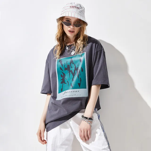 Cotton T Shirt Comfortable Simple Short Sleeve Grey - Shop at LoveMi