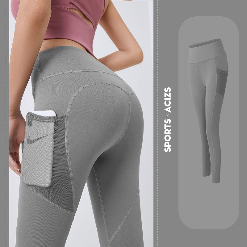 Damen-Yogahose hoch tailliert Po-Lift Workout mit Taschen Kontrolle - Bild 12 von 13