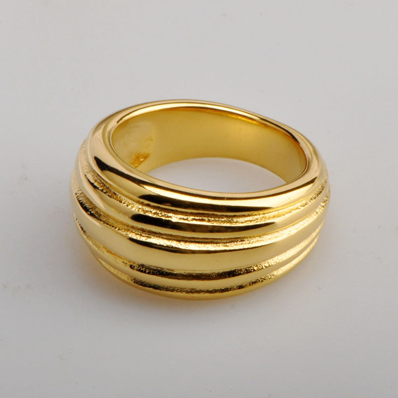 18K Gold Plated Titanium Steel European And American Individual Threaded Index Finger Ring
