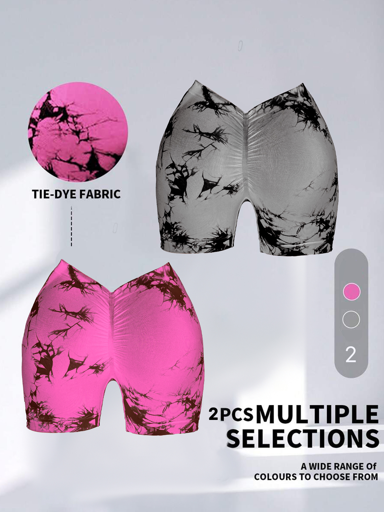 2 Pack Women's Tie Dye High Waist V Back Scrunch Yoga Shorts, Peach Lift Seamless Sport Athletic Shorts With Stretch Fabric, Fitness Workout Bottoms 2Pack2 - Shop at LoveMi