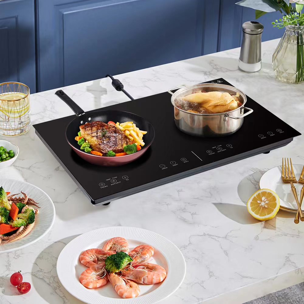 2 Zone Electric Plate Cooker 1800w-1000w Double Hob Table