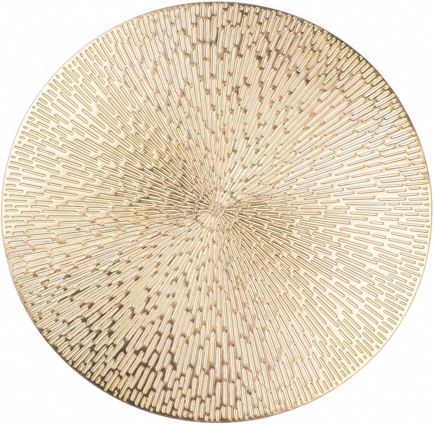 Gold Round Placemats 4 PCS, 15 Inch Metallic Vinyl Dining Table Mats, Washable Non Slip Heat Resistant Wedding Party Decor product image