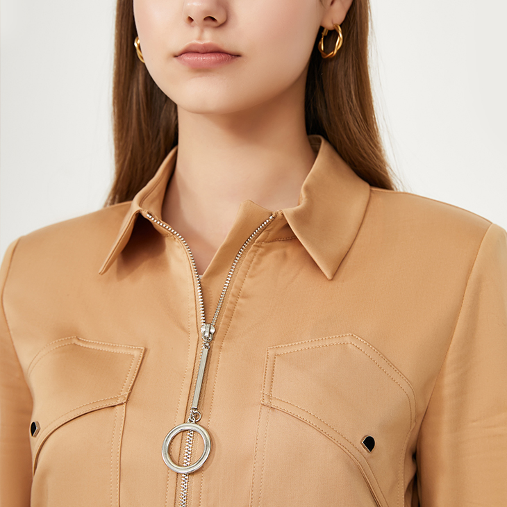 Workwear Style Simple Rivet Slim Solid Color Jumpsuit Women