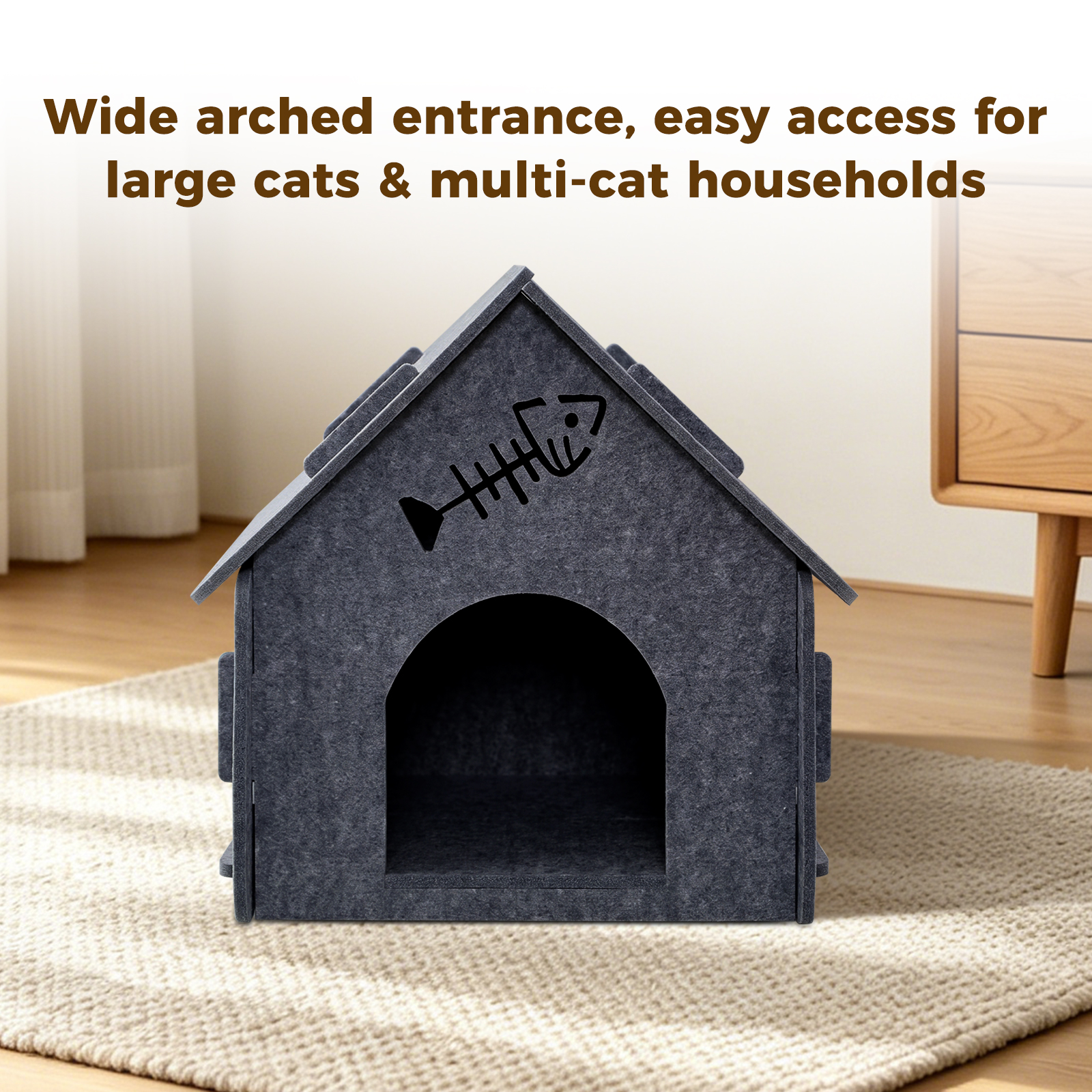 Detachable Felt Cat House, Cute Cottage Style Cat Cave, Indoor Cozy Pet Hideaway Shelter For Small Medium Cats — foto 4