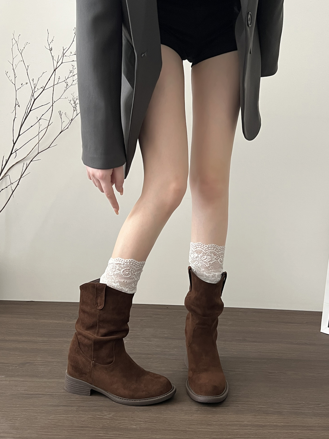 Soft Leather Maillard Style Inner Heel Ankle