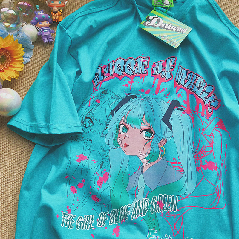 Title 2, T-shirt a maniche corte per ragazze anime in pu...