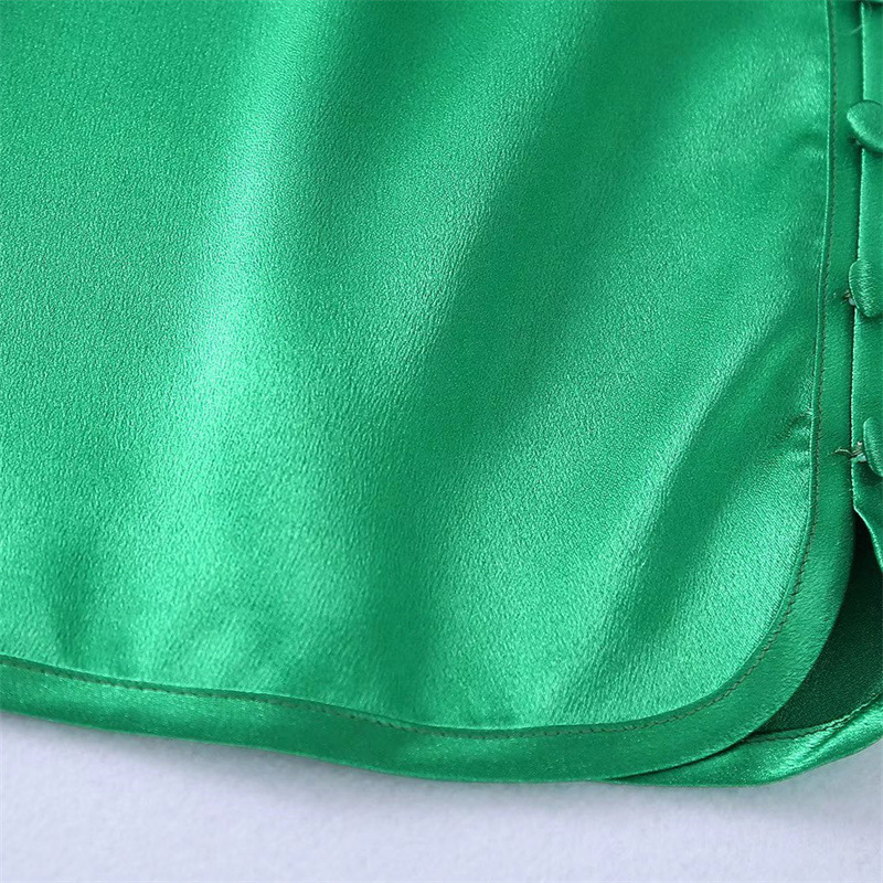 New Buttoned Silk-satin Textured Skirt Miniskirt