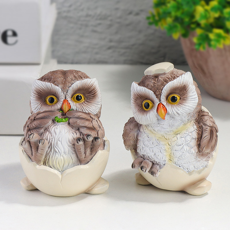 Synthetic Resin Art Cute Q Version Egg Shell Owl - Image 1