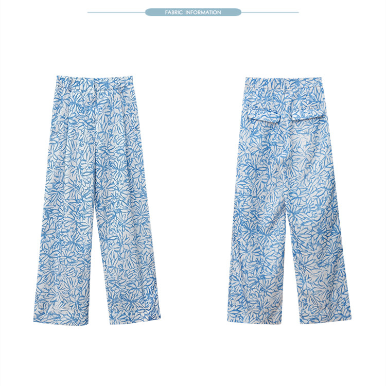 Women's Design Sensation Niche Print Loose High Waist Wide Leg Pants