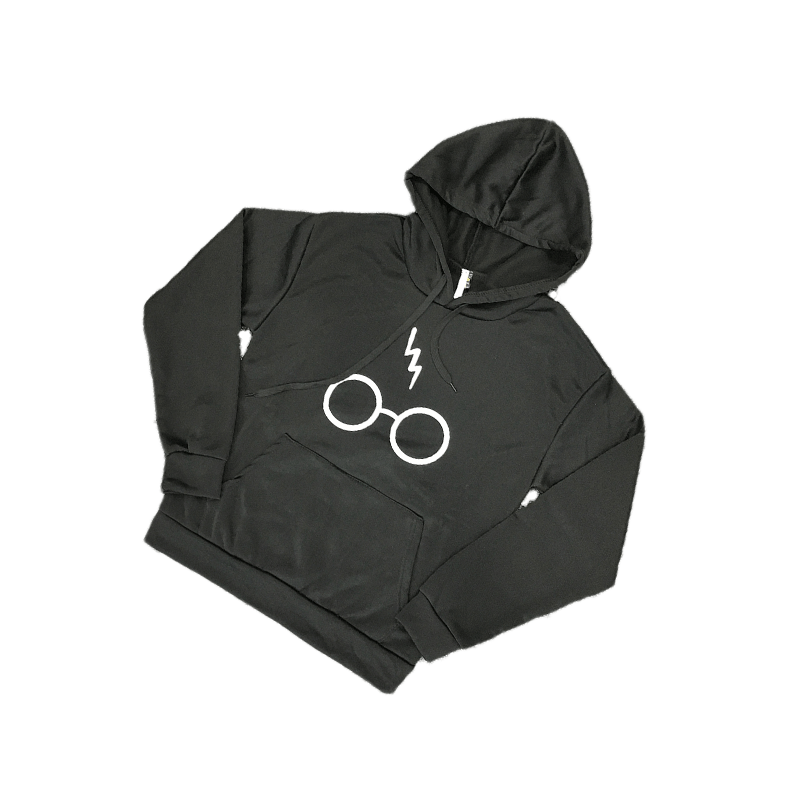 Cartoon Eyes Pattern Letter Print Hooded Long-sleeved Sweater