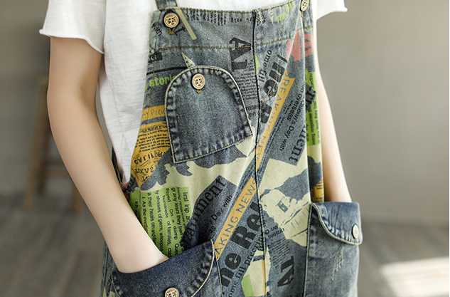 Title 7, New Womens Literary Retro Denim Overalls