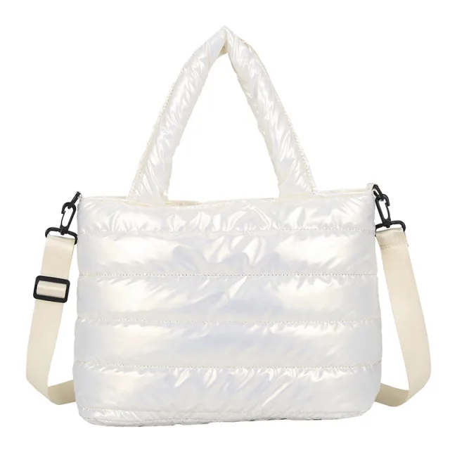 Women's Fashion Casual Shiny Shoulder Handbag White - Shop at LoveMi