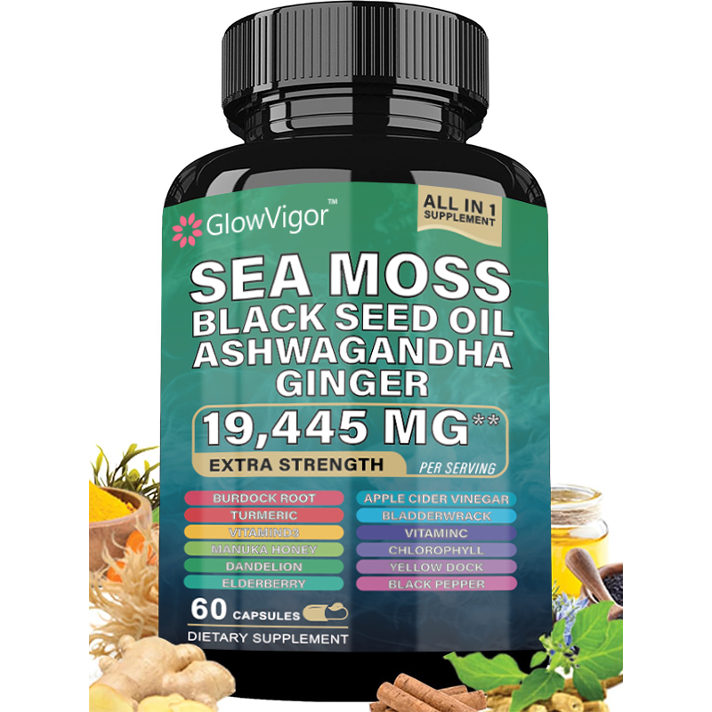 Sea Moss and Black Seed Oil Supplement Blend. Introducing our revolutionary MagicMoss Formula, a comprehensive combination of Sea Moss Pills, Black Seed Oil Pills, Ashwagandha, Bladderwrack, and Burdock Root Capsules, enriched with over 12 potent ingredie