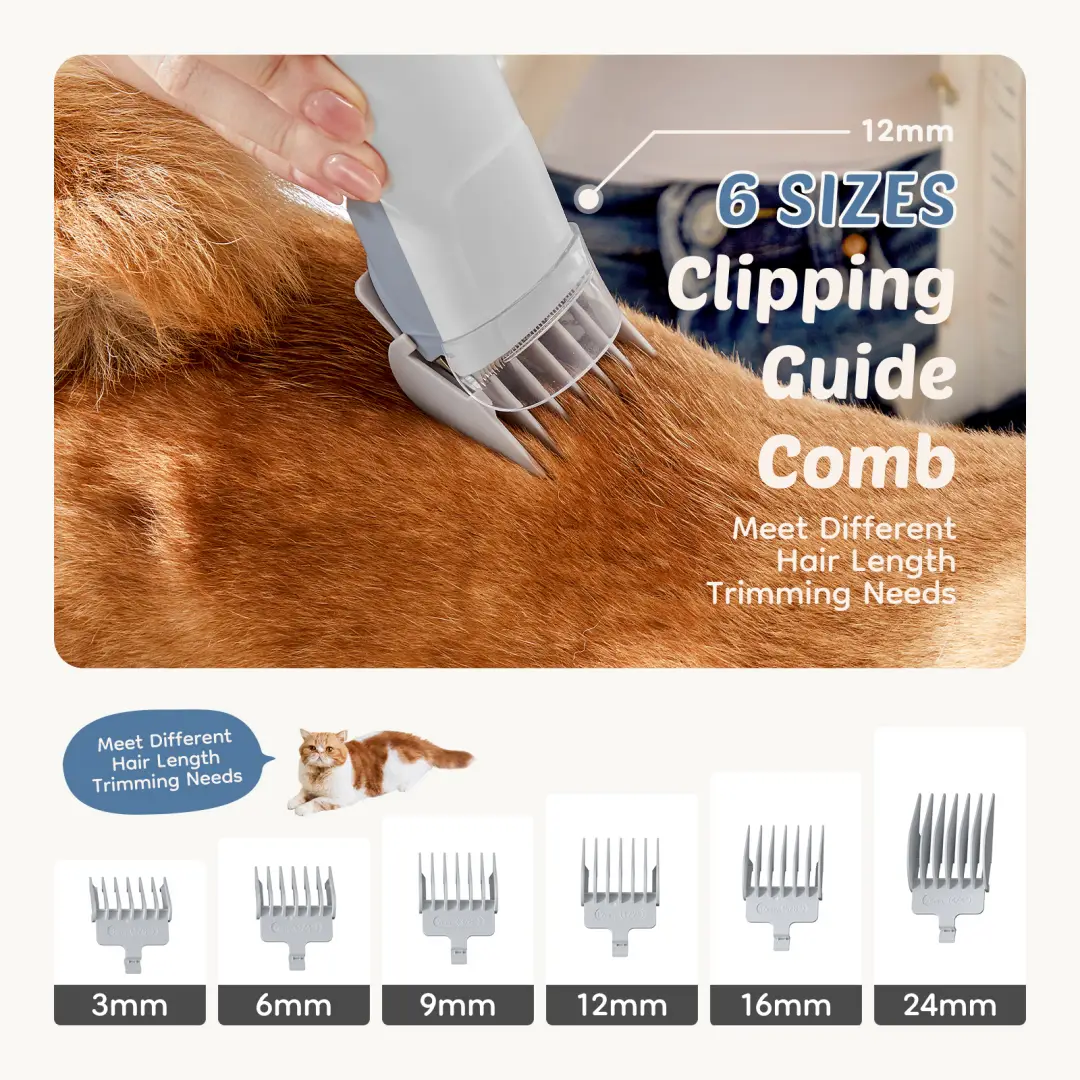Professional Dog Grooming Clippers With 2.5L Cup, 3 Suction Modes, Cordless Clippers, 5 Groomer Tools, Low Noise Pet Hair Trimmer For