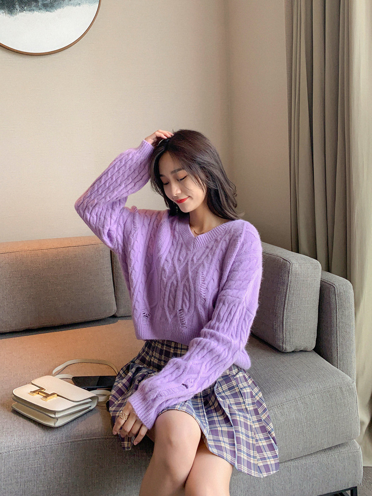 Title 5, Ripped Knitted Sweater Lazy Style Retro