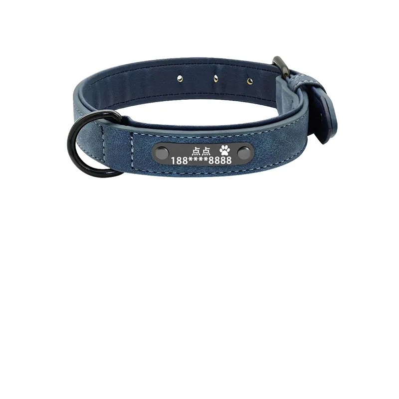 Dog Collar Lettering Anti-Lost Medium Dog Large Dog Small Dog Dog Collar Custom Pet - Blue