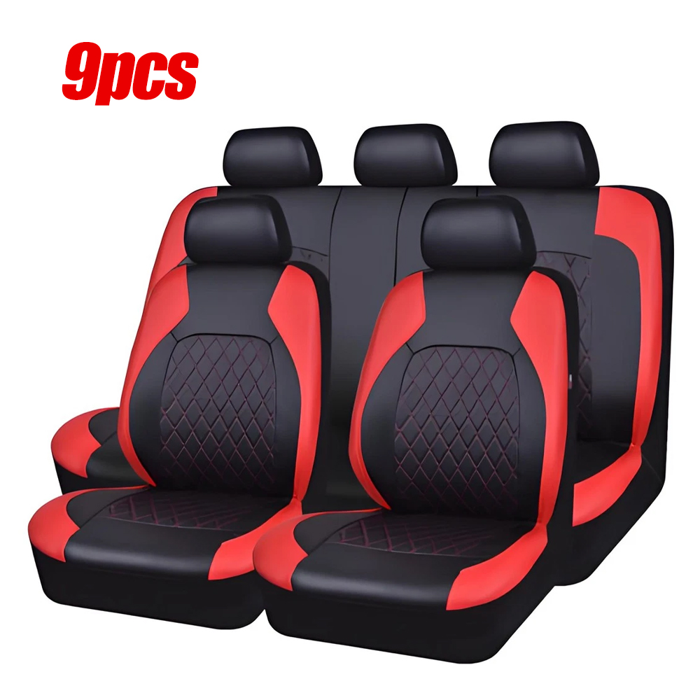 9pcs Full Set Universal PU Leather Seat Covers Protectors Non-Slip — image 5