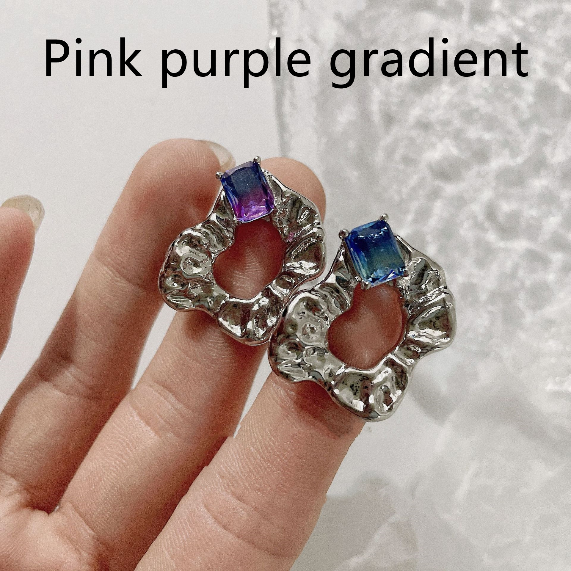 Niche Design Lava Crystal Gradient Ring Opening