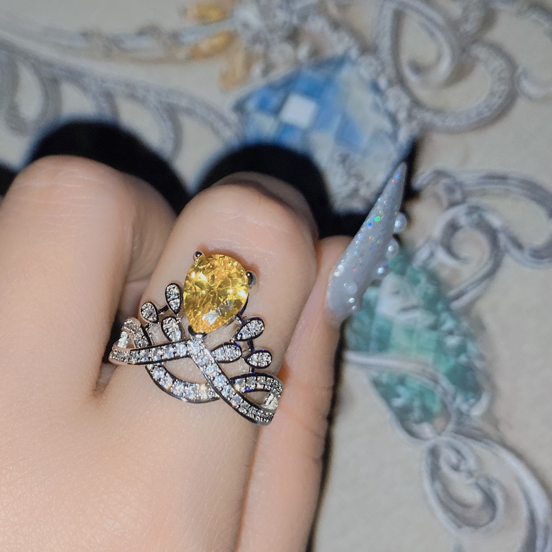 Title 2, Vintage Colored Gemstone Pear Drop Ring