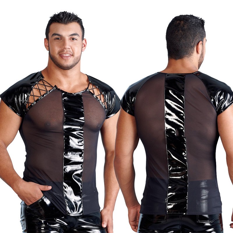 European And American Men's Mesh T-shirt Nightclub Stage Ds Costume