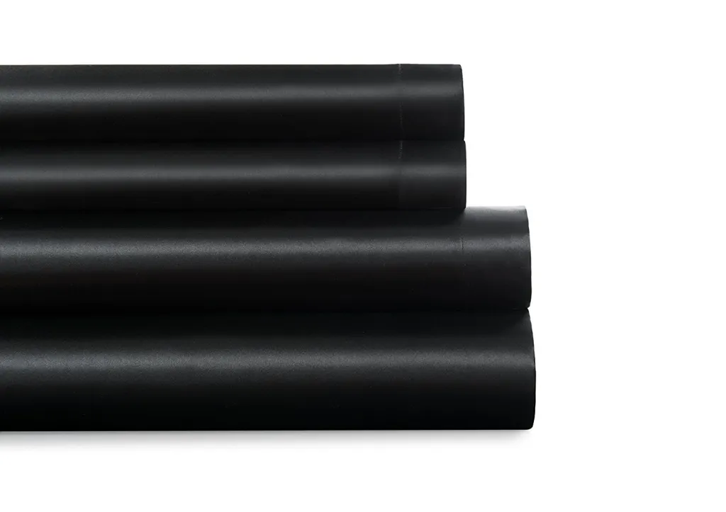 Pure Color Simulation Silk Satin Satin Cloth Foreign Trade Home Textile Silk Bedclothes - Black