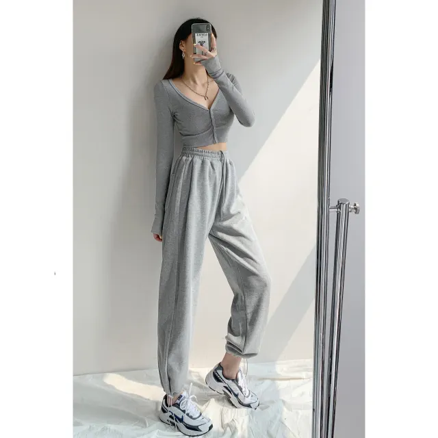 High Waisted Harlan Trousers Show Thin Pants Ins Tide Grey - Shop at LoveMi