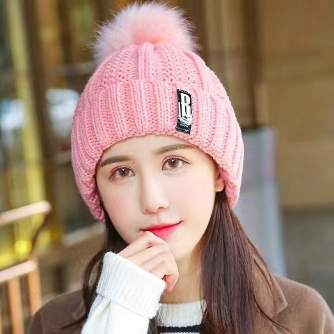 Fashion Stretch Wool Hat Women's Fleece-lined Thickened Scarf Warm Cold-proof Knitted Trendy Hat One-piece Beanie - Women's Clothing