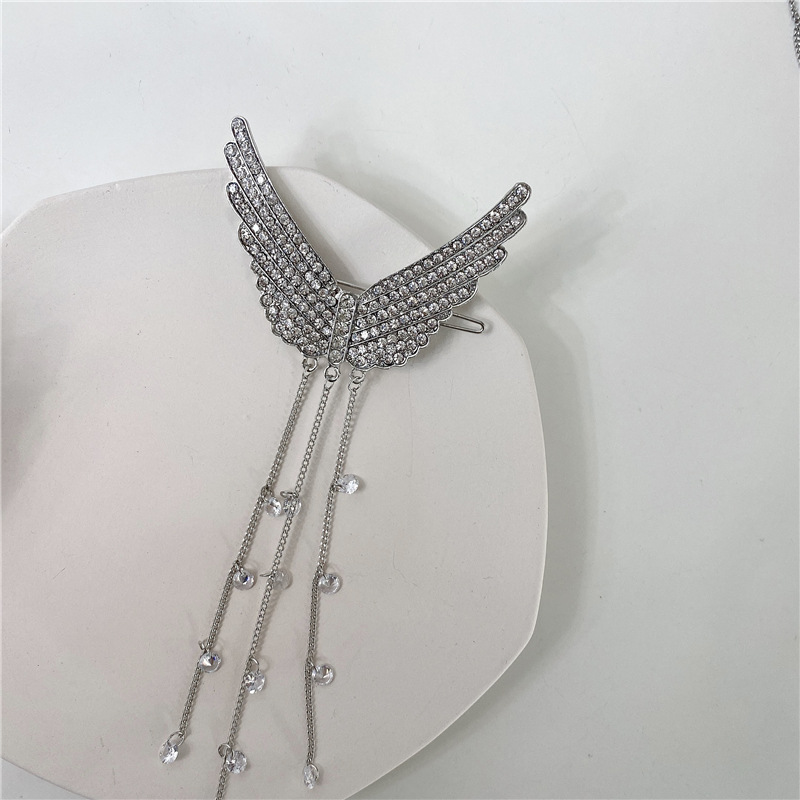 Temperament And Elegant Rhinestone Wings Tassel Hairpin