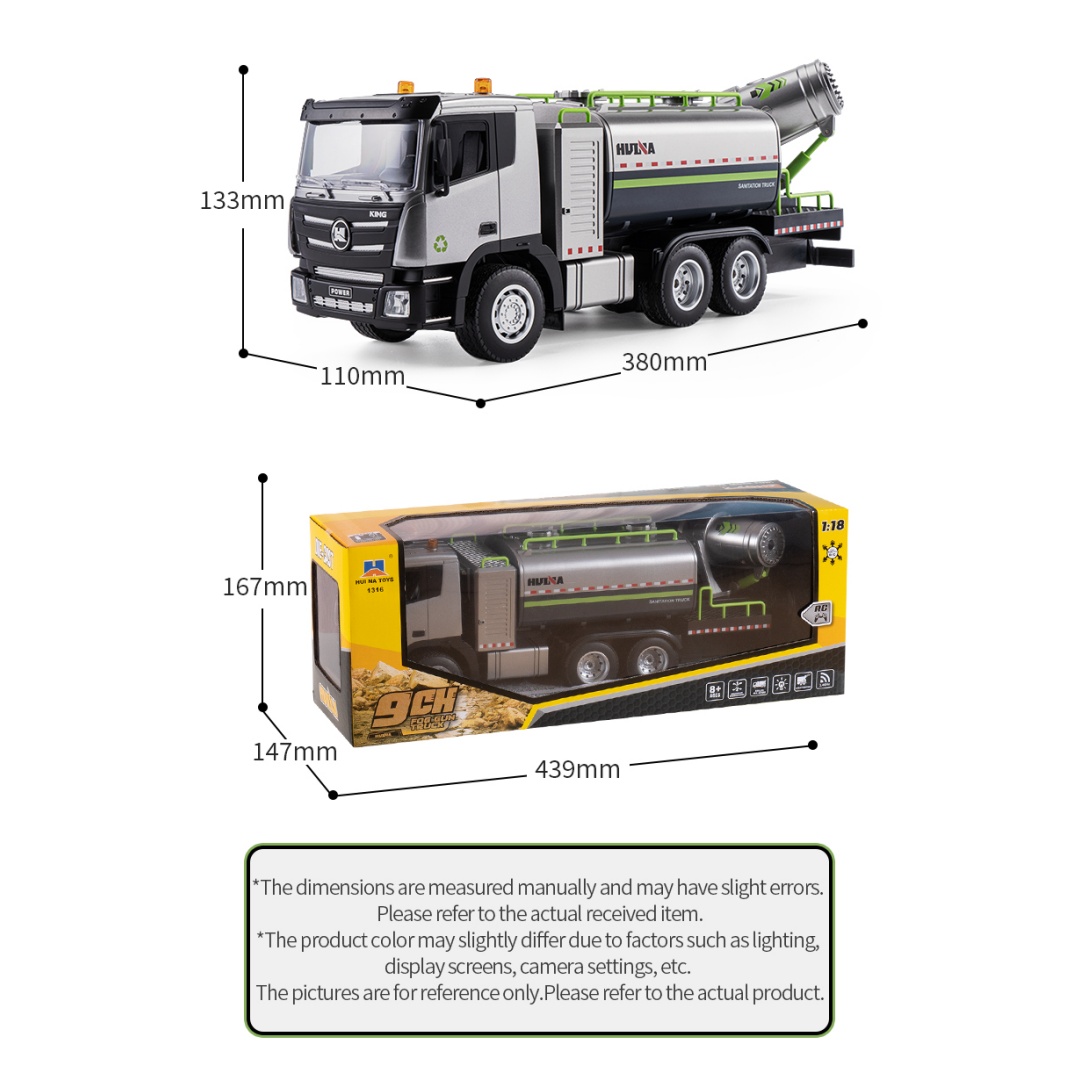 Huina 1316 1-18 Semi-Alloy Remote Controlled Fog Cannon Truck Toy 19