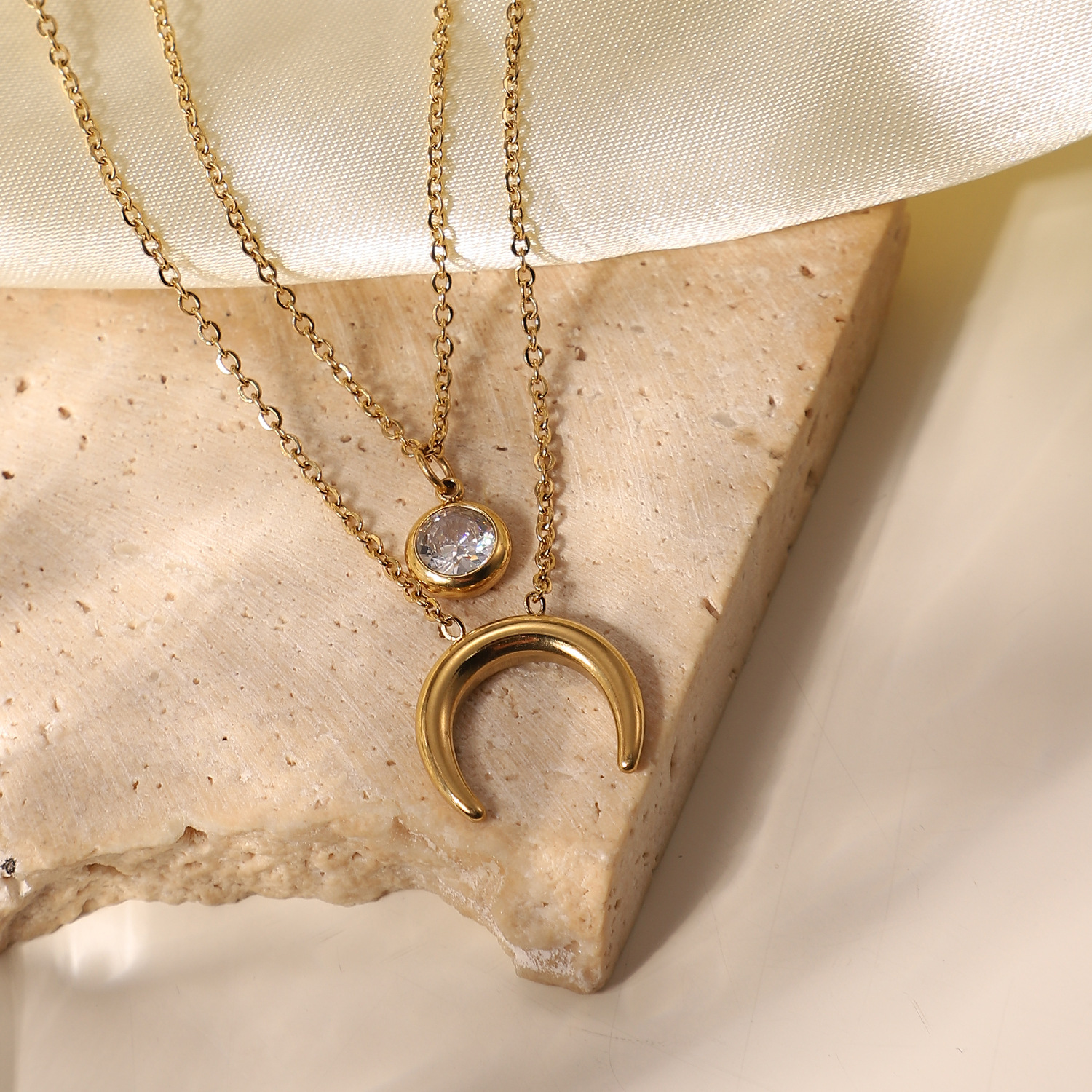 Single Zircon Double Layer Necklace