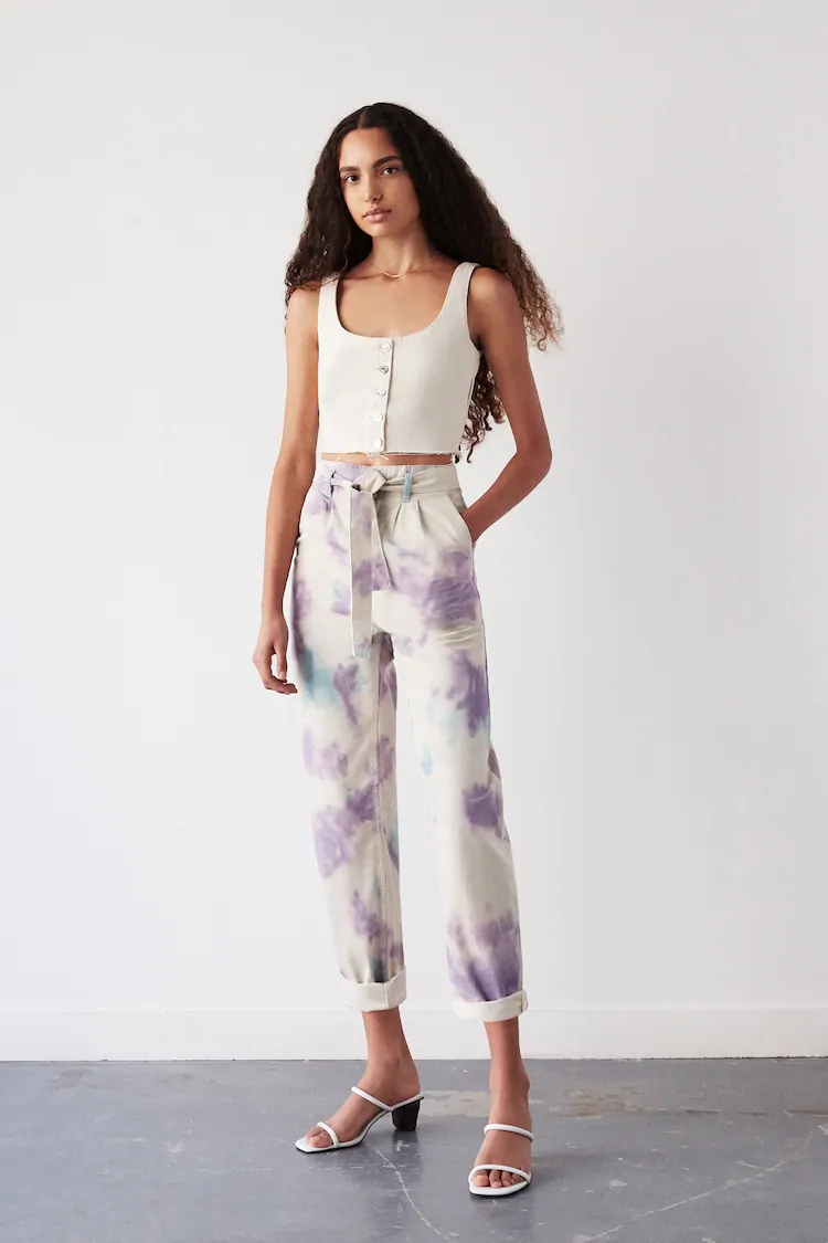 Autumn New Style Tie-dye Printed Sports Trousers Casual High-waist Canvas Pants