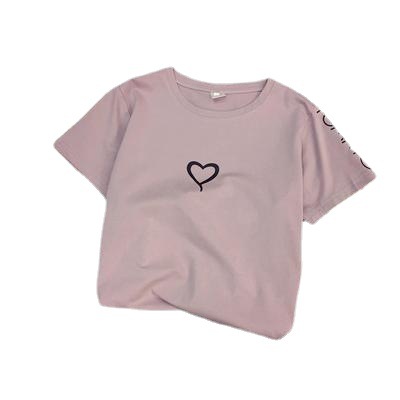 Loose Large Size Round Neck Half-sleeved Top Bag Hip Mid-length