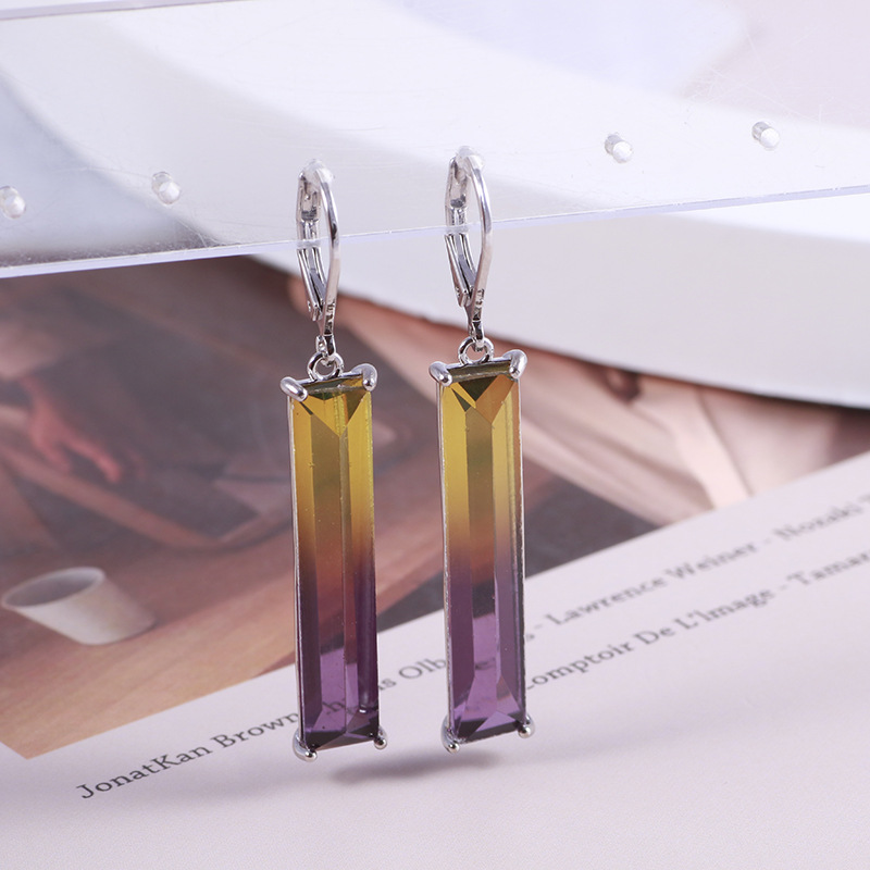 Jewelry Gradient Color Clash Personality Three-dimensional Geometric Earrings