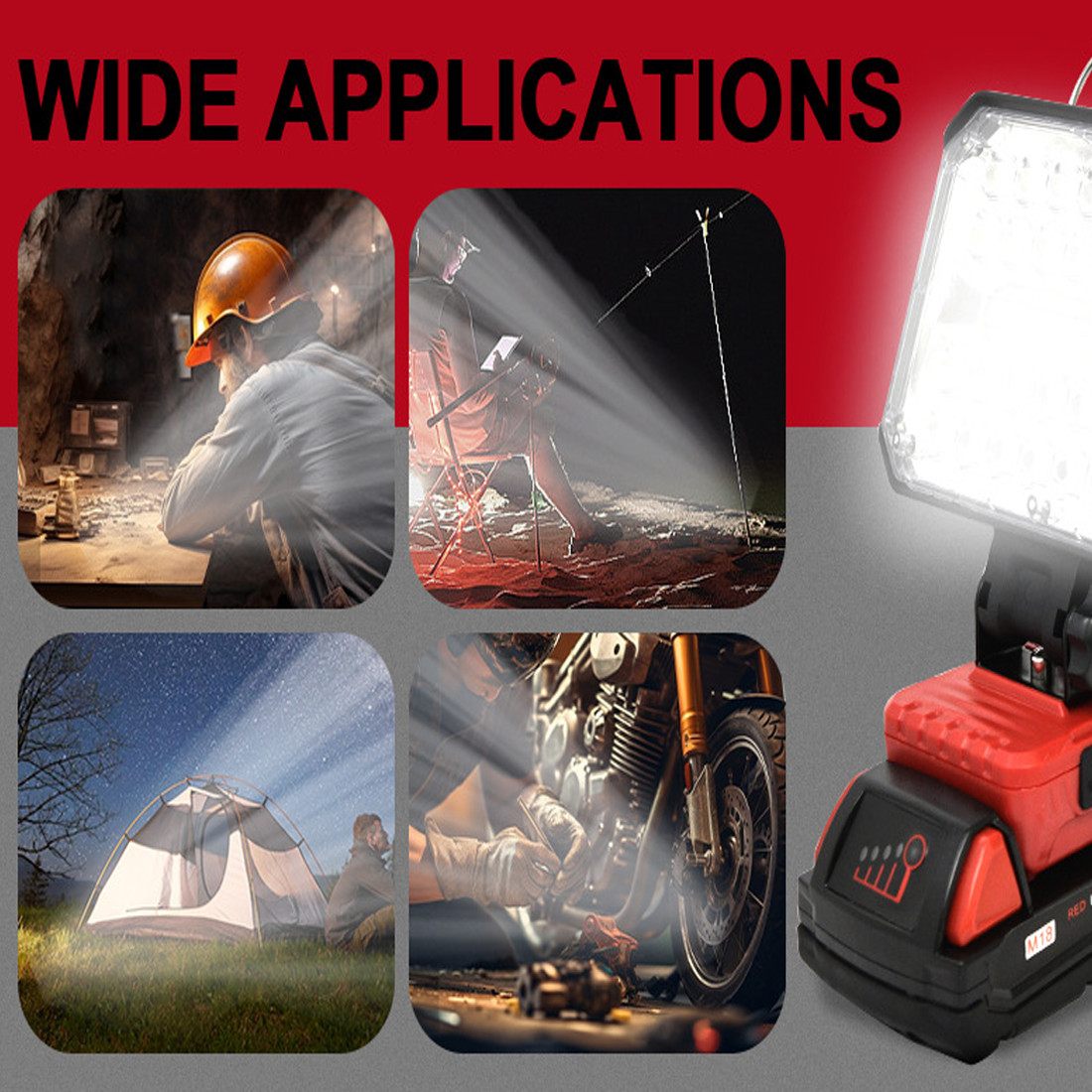 LED Work Light Cordless For Milwaukee M18 18V Battery USB Port Outdoors Lamp — image 7
