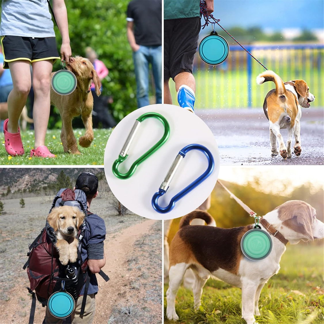 Bol pliable avec couvercles, paquet de 2 bols de voyage pour chien – Image 5