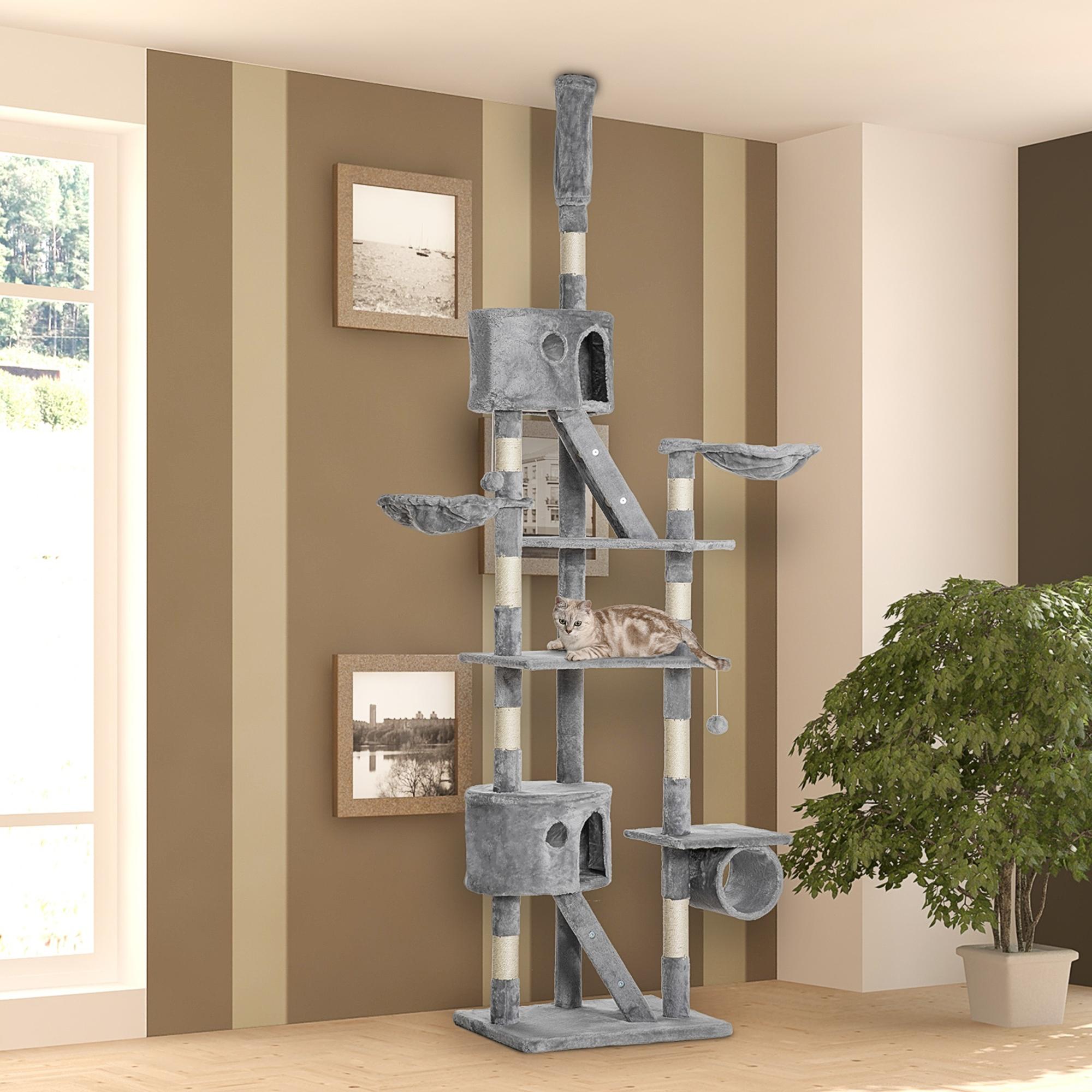 Indoor Cat Specific Floor Standing Tree, Adjustable Height, 240-260 Cm - Light