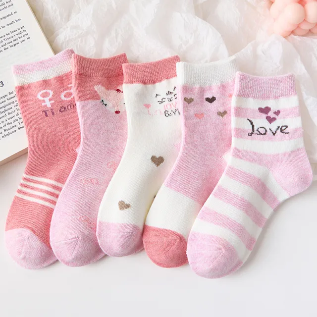Girls Socks Winter Cotton Spring Autumn Winter Thick Baby Socks Photo Color Xl 5Pcs - Shop at LoveMi