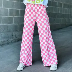 Women's Plaid Print Pocket Elastic Waist Straight Pants, Casual And Comfortable Trousers For Daily Wear, Women's Pants Womenswear Bottom Linen Pant... - View 1