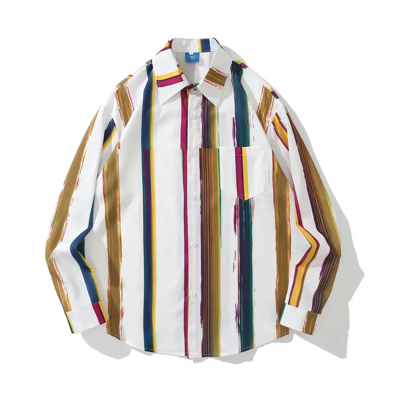 Men's Contrast Color Striped Floral Shirt