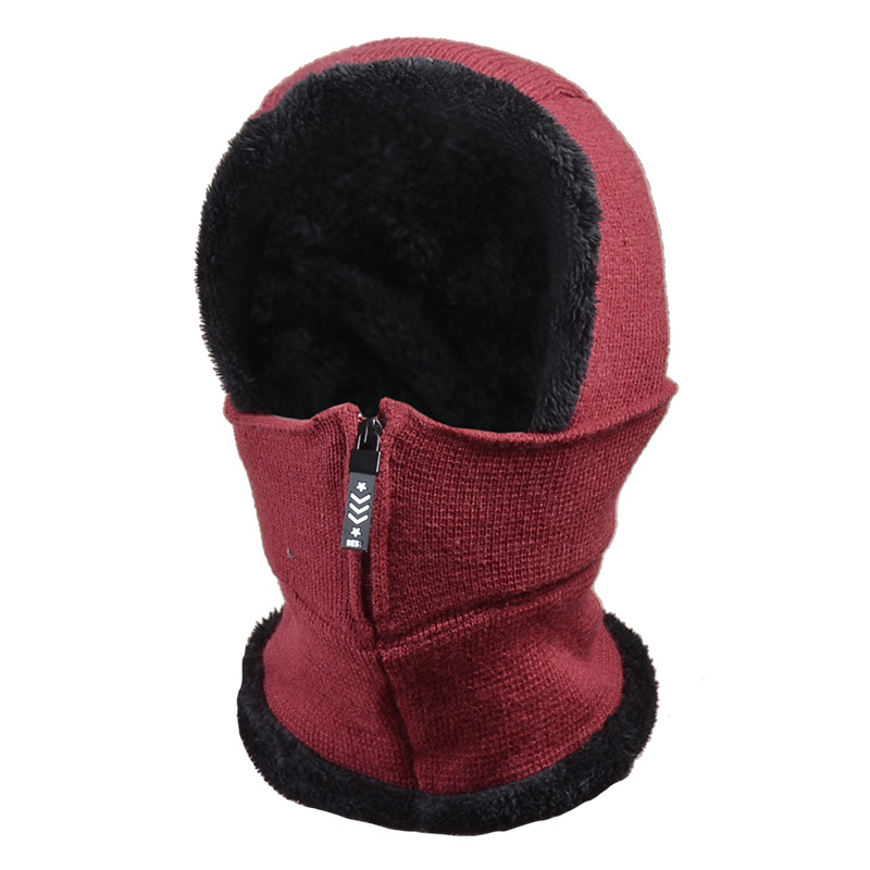 Ears Plus Velvet Thickened One-piece Hat Wind And Cold Protection Collar