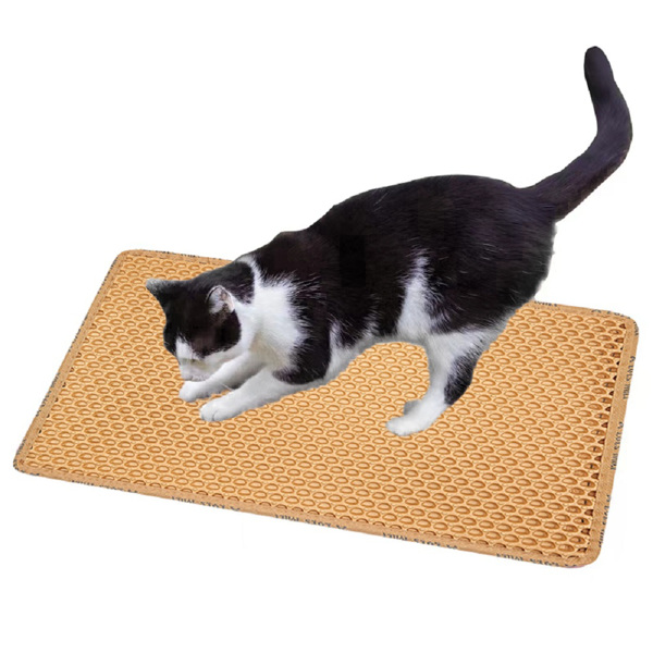 Tapis litière chat double couche anti-dispers...
