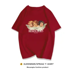 Niche Sweet And Cool T-shirt European And American Retro Plus Size MM Top - Wine - View 1